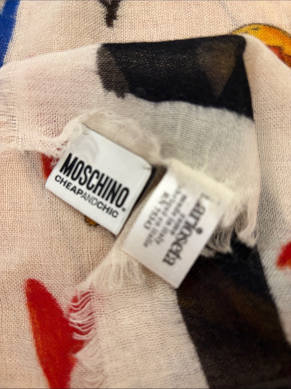 Moschino Red, Black, Blue and White Heart Collage  scarf 💯 Authentic - Picture 3 of 3